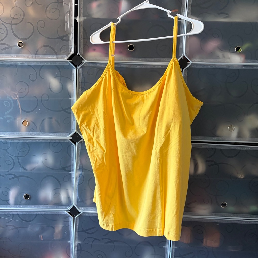 Roamans Yellow Cami Tank Top With Shelf Bra Adjustable Straps 4X 37-2513-2